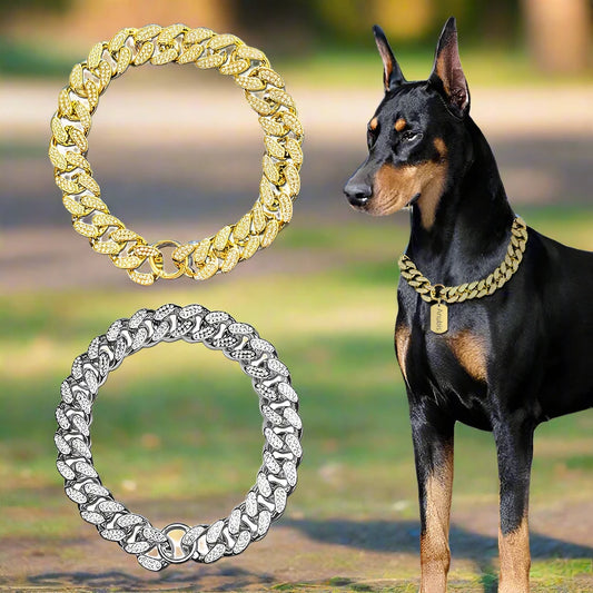 Plastic Dog Collar Chain Diamond Inlay Sparkle